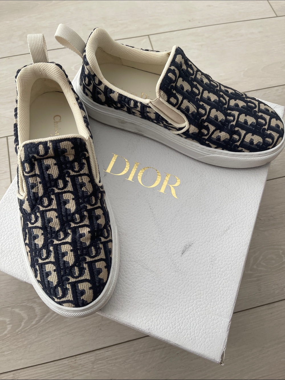 Christian Dior Oblique Slip-On Sneakers, Size 37